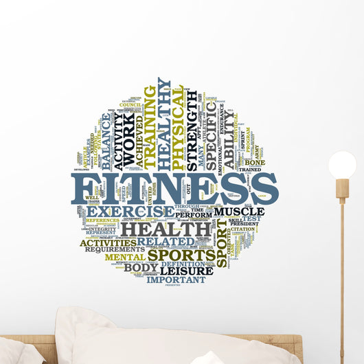 Fitness And Health Circle Word Cloud Concept Wall Decal Wallmonkeys Com Wallmonkeys