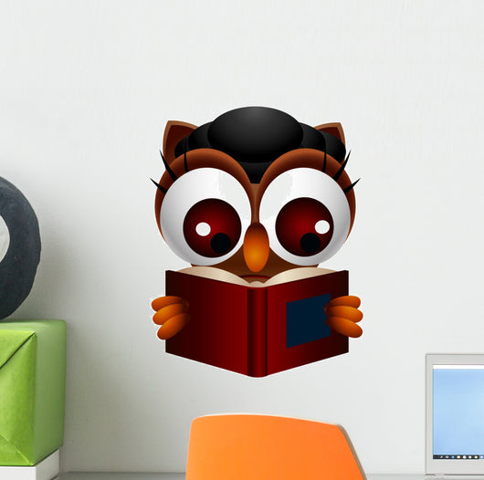 Download Cute Owl Reading Book Wall Decal Wallmonkeys Com