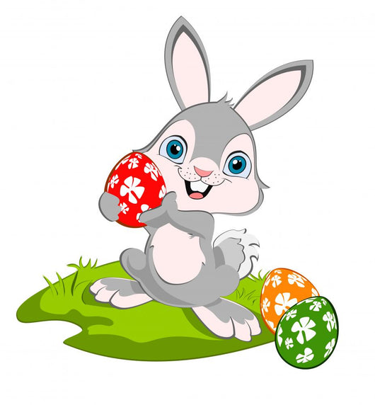 Cartoon Easter Bunny and Eggs Wall Decal - WallMonkeys.com