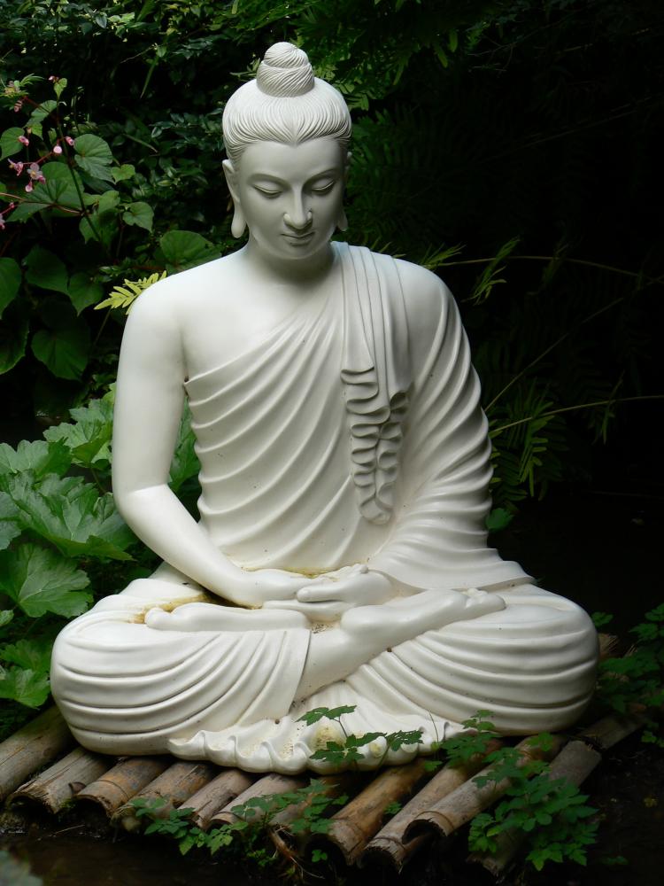 White Zen Buddha Statue Wall Mural – WallMonkeys.com