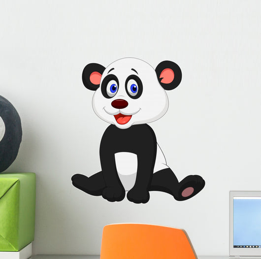 Cute Baby Panda Cartoon Wall Decal Wallmonkeys Com