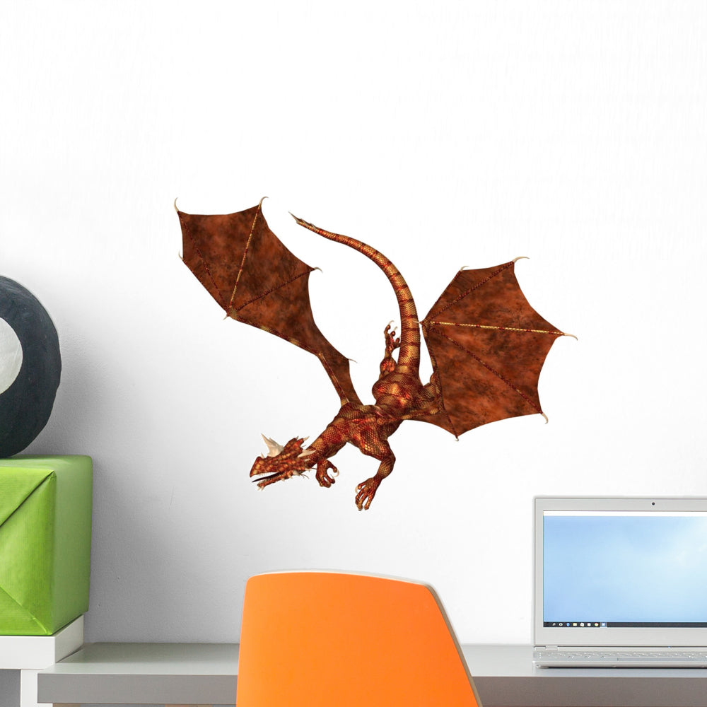 Red Scaled Dragon Swooping Wall Decal - WallMonkeys.com – Wallmonkeys