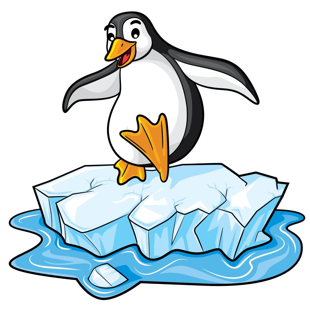 Пингвин на льдине на прозрачном фоне