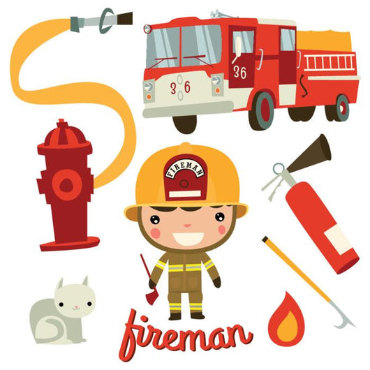 Cute Fireman Kid Firefighter Wall Decal - WallMonkeys.com