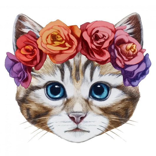 Download Artsy Floral Cat Wall Decal Wallmonkeys Com