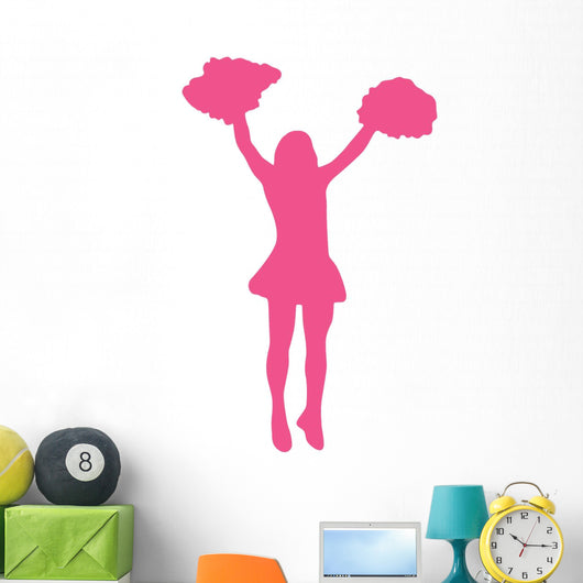 Hot Pink Pom Poms Cheerleader Wall Decal Wallmonkeys Com