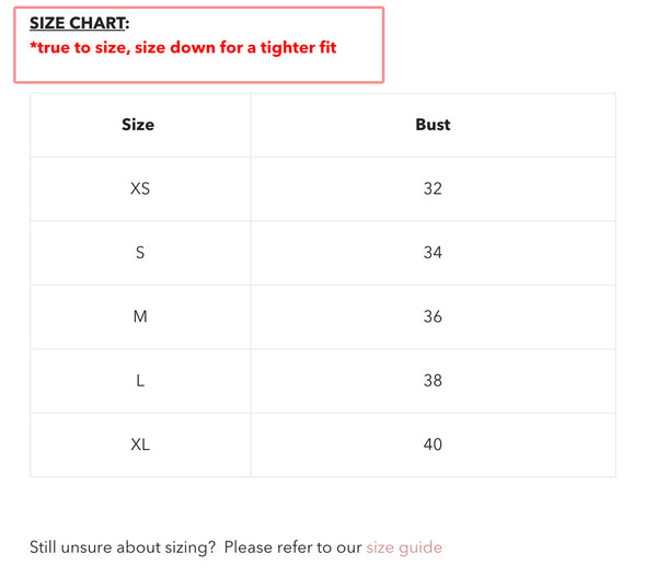 Blouse Size Guide– TiaBhuva.com