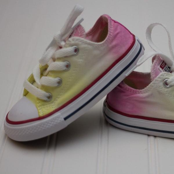 Tie Dye Faded Converse Shoes Pink White 