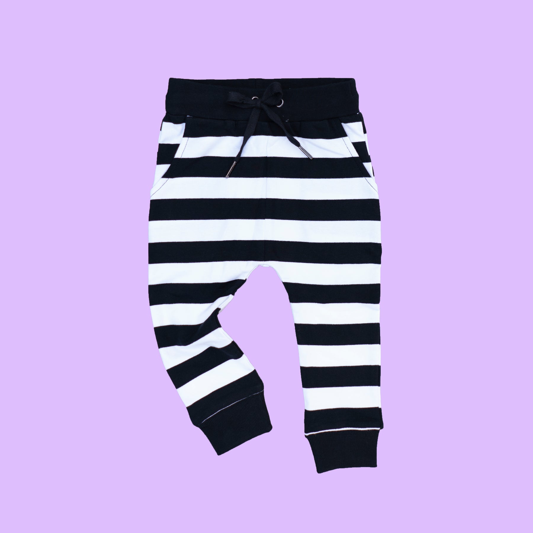 Black and White Stripe Joggers - Kids – Belcorva