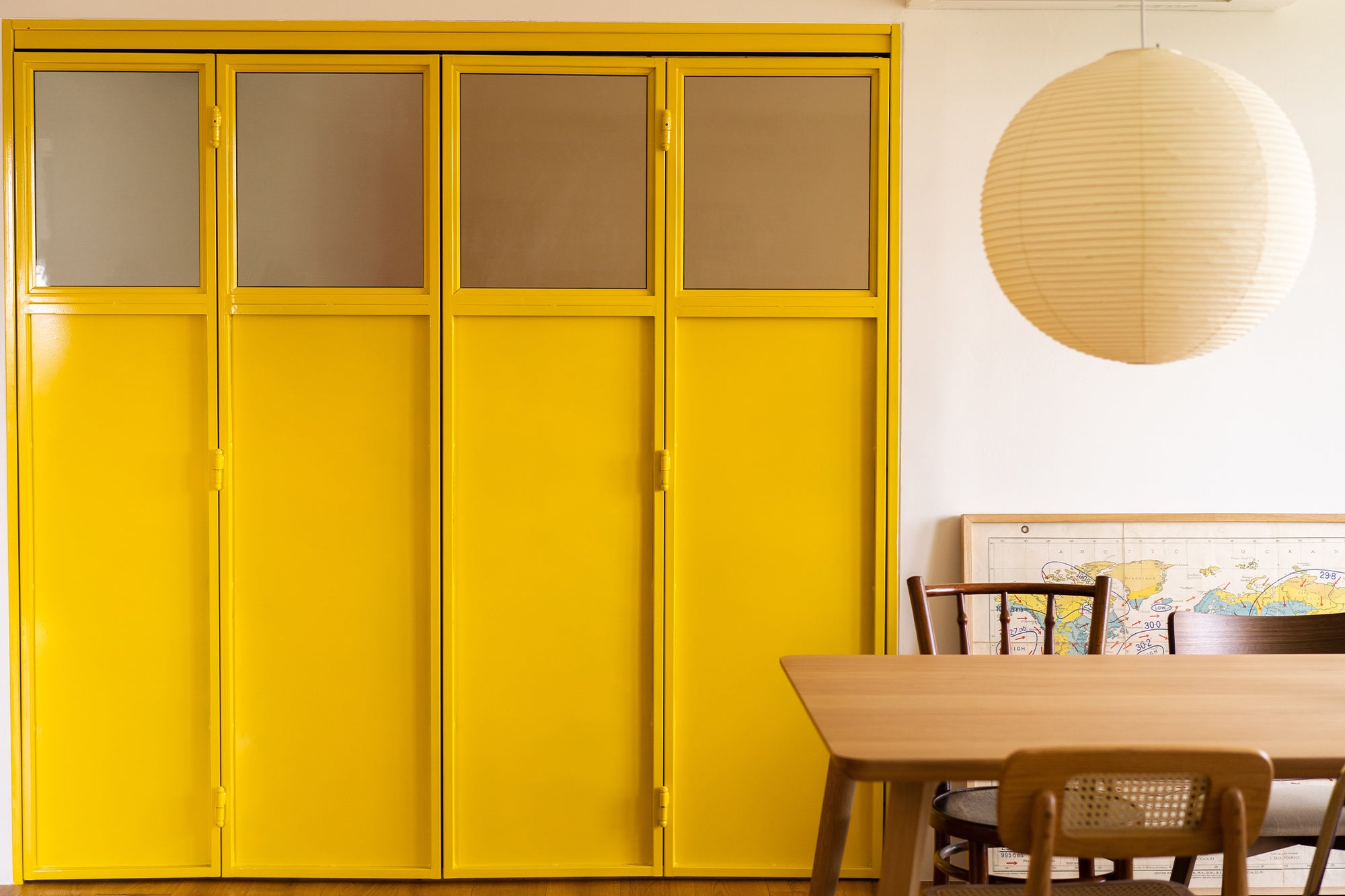 Singapore Flat Interior Design Metal Sliding Door Statement Yellow