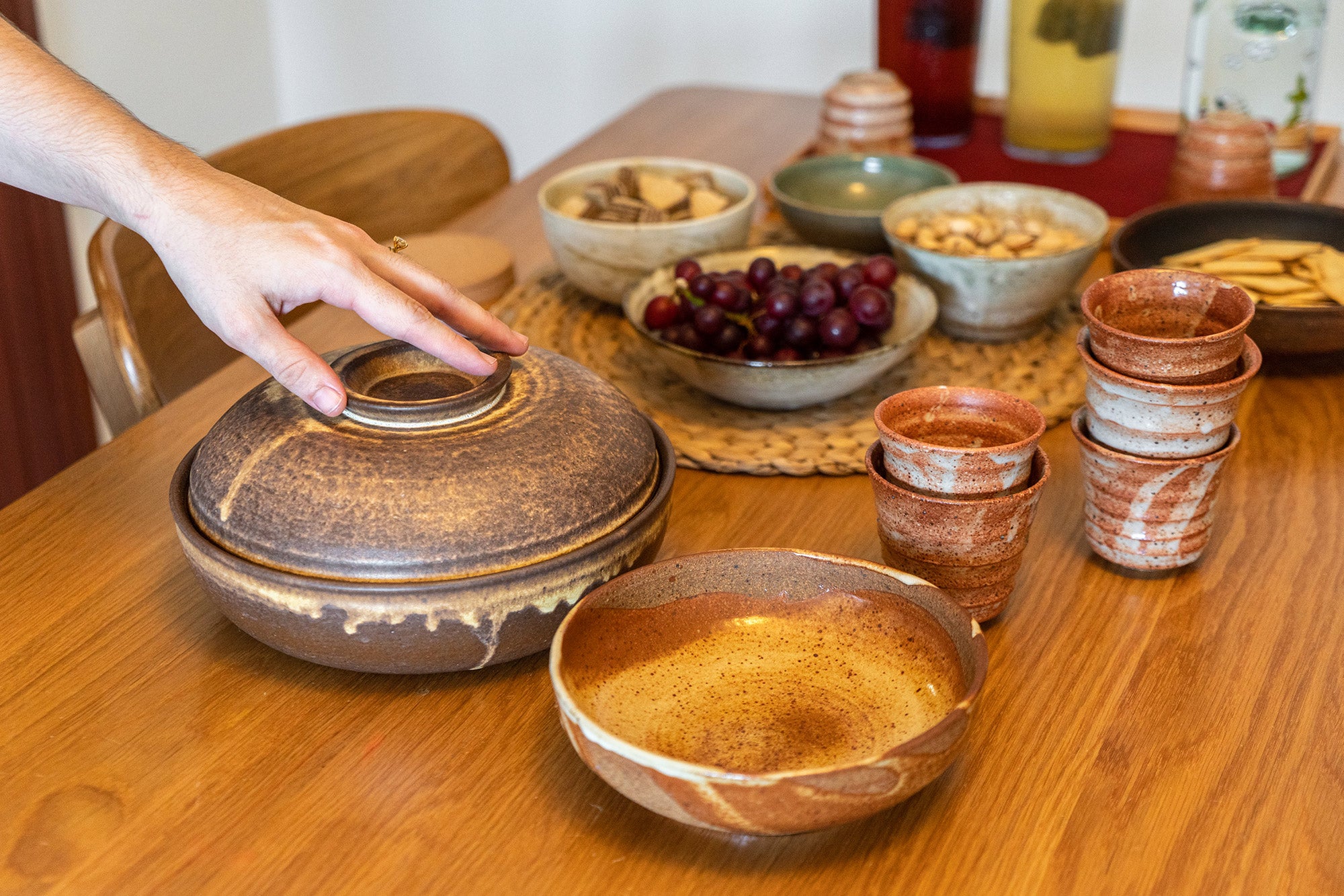 Handmade Ceramic Dishes in Rust Brown