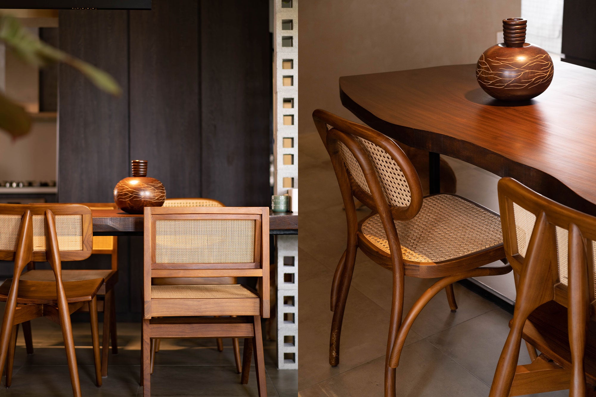 Rattan Second charm furniture at modern dining area