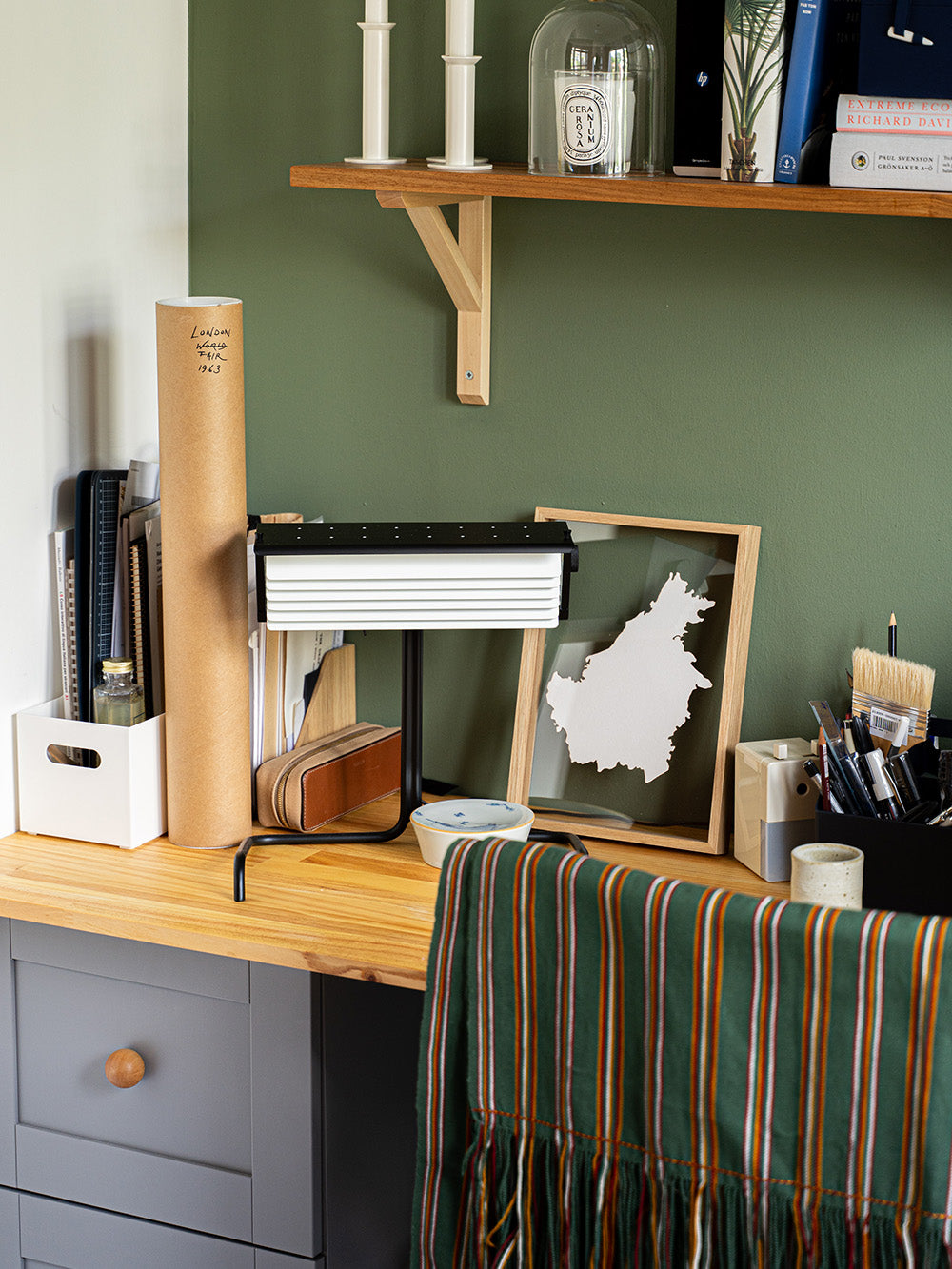 Close up of Wilson's table featuring his collection