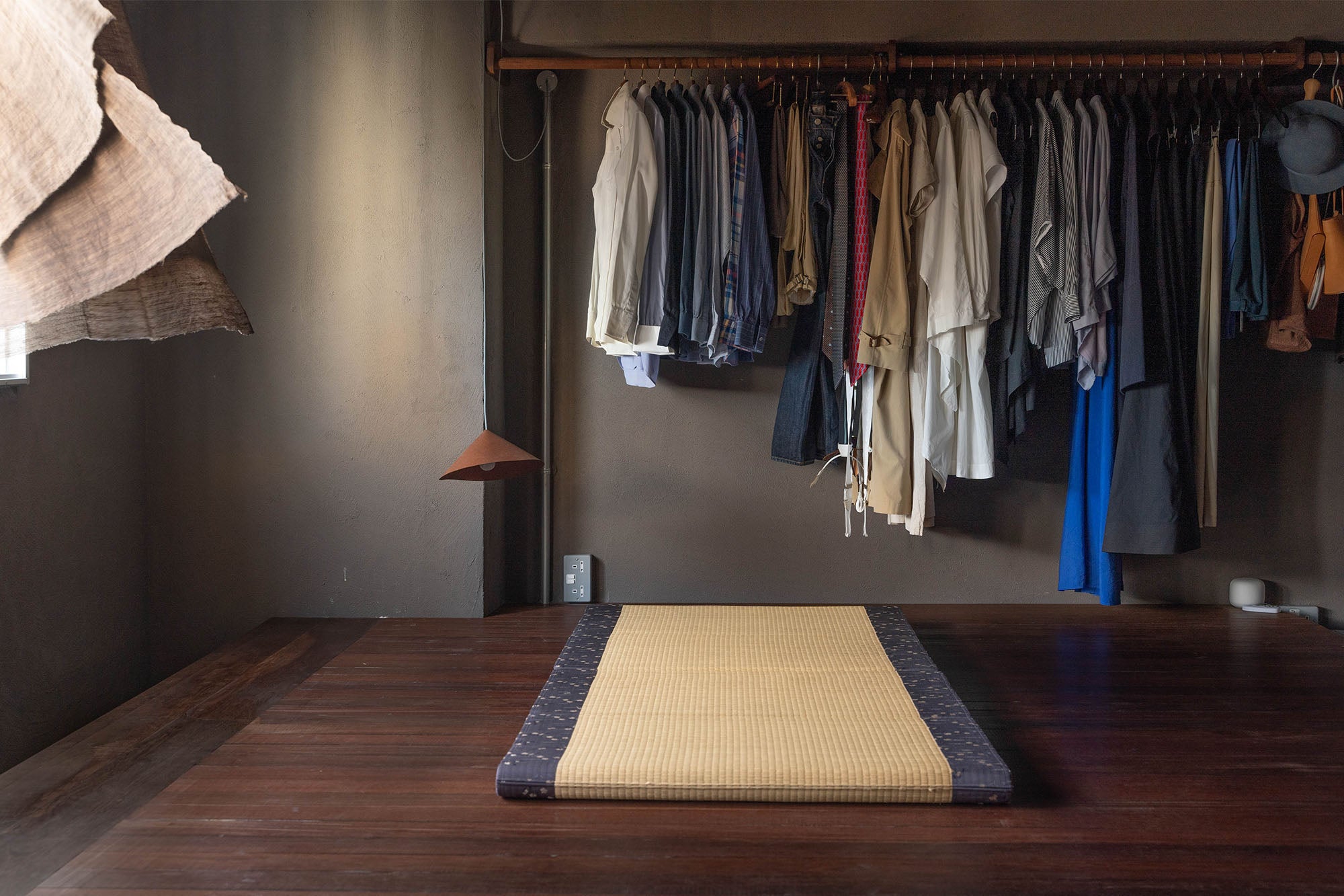 Tatami mat with open concept clothing storage