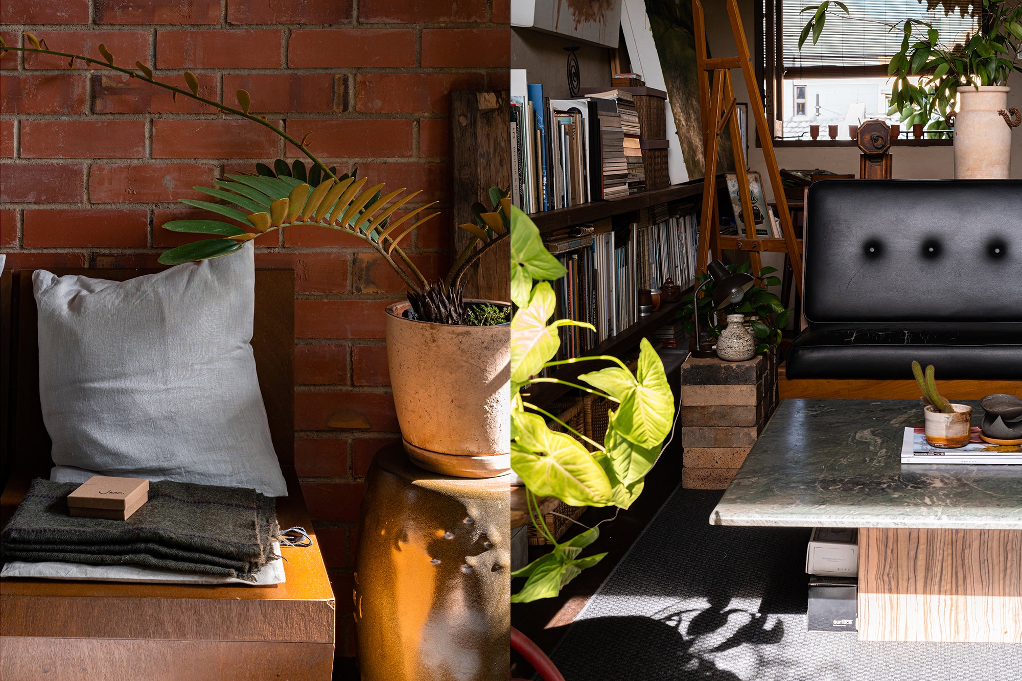 secondhand vintage chair and items with house plants