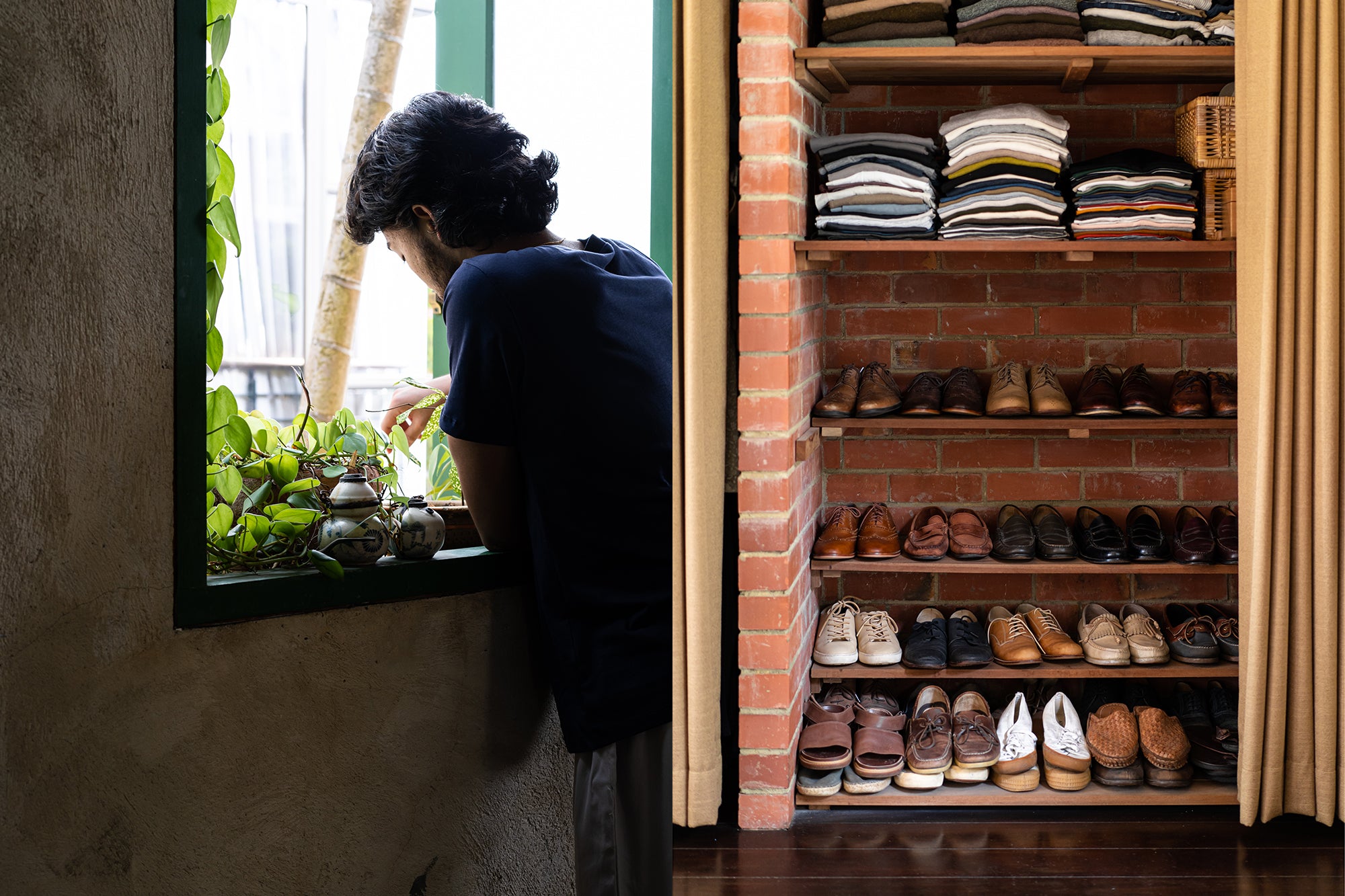 rustic brick closet