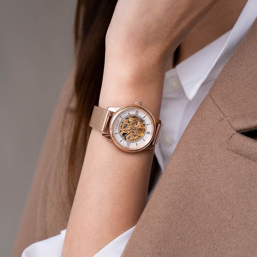 Dynasty Charlemagne Rose Gold Mesh 35mm Watches | LOBOR Watches