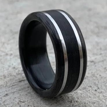 Carbon Fiber, Stainless Steel, and Bogwood Ring