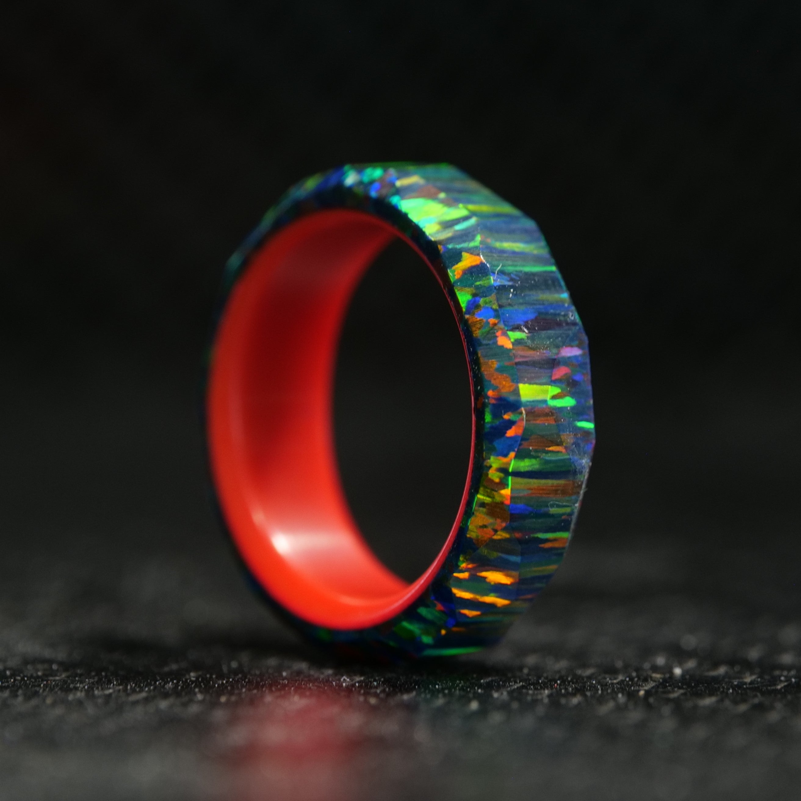 Image of Black Fire Opal Ring with Glow