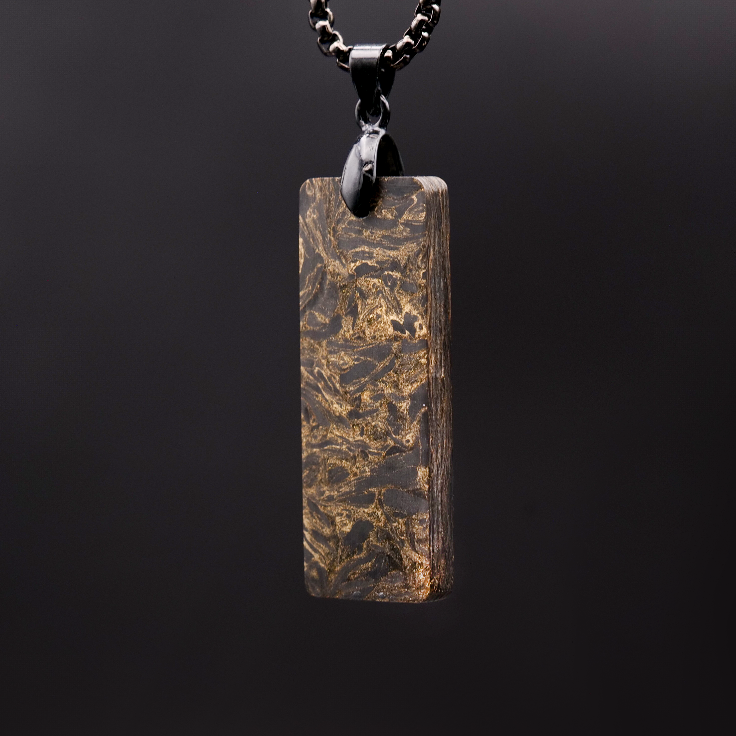 Image of Gold Burl Carbon Fiber Bar Pendant k ST AV Lo o 