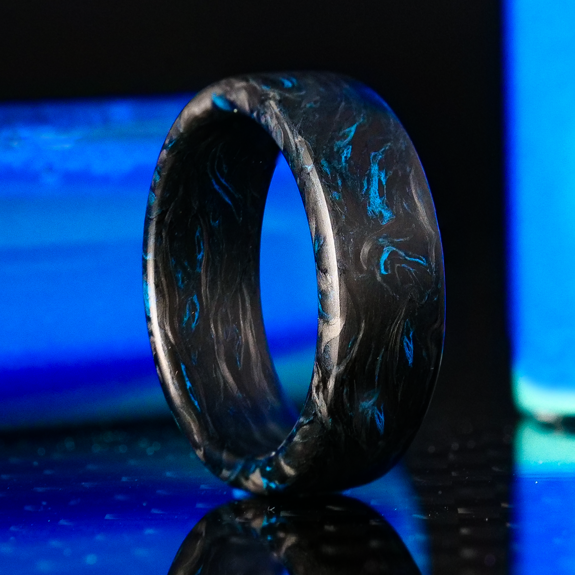 Image of Blue Burl Carbon Fiber Ring  