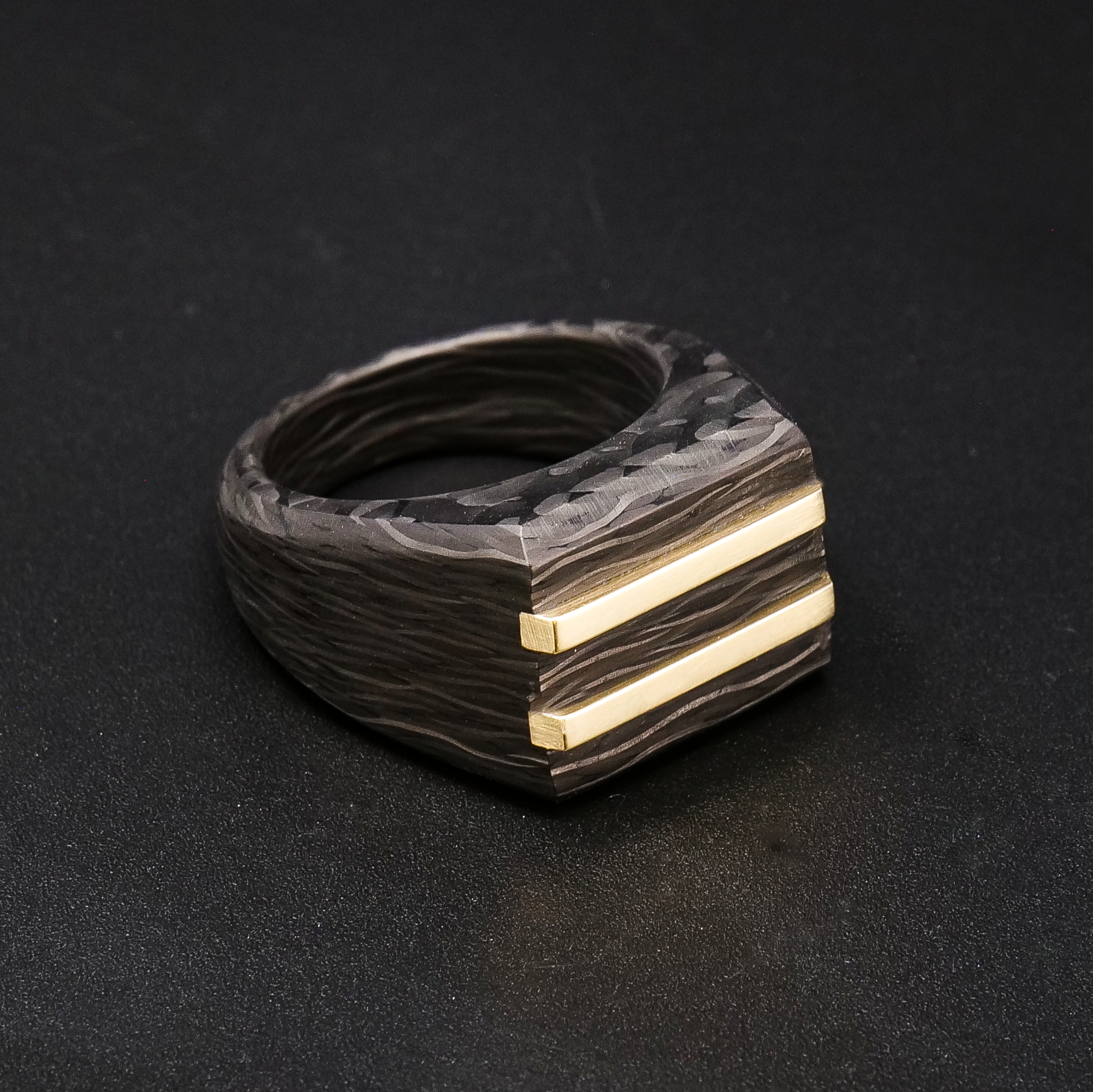 Image of Carbon Fiber and Gold Signet Ring