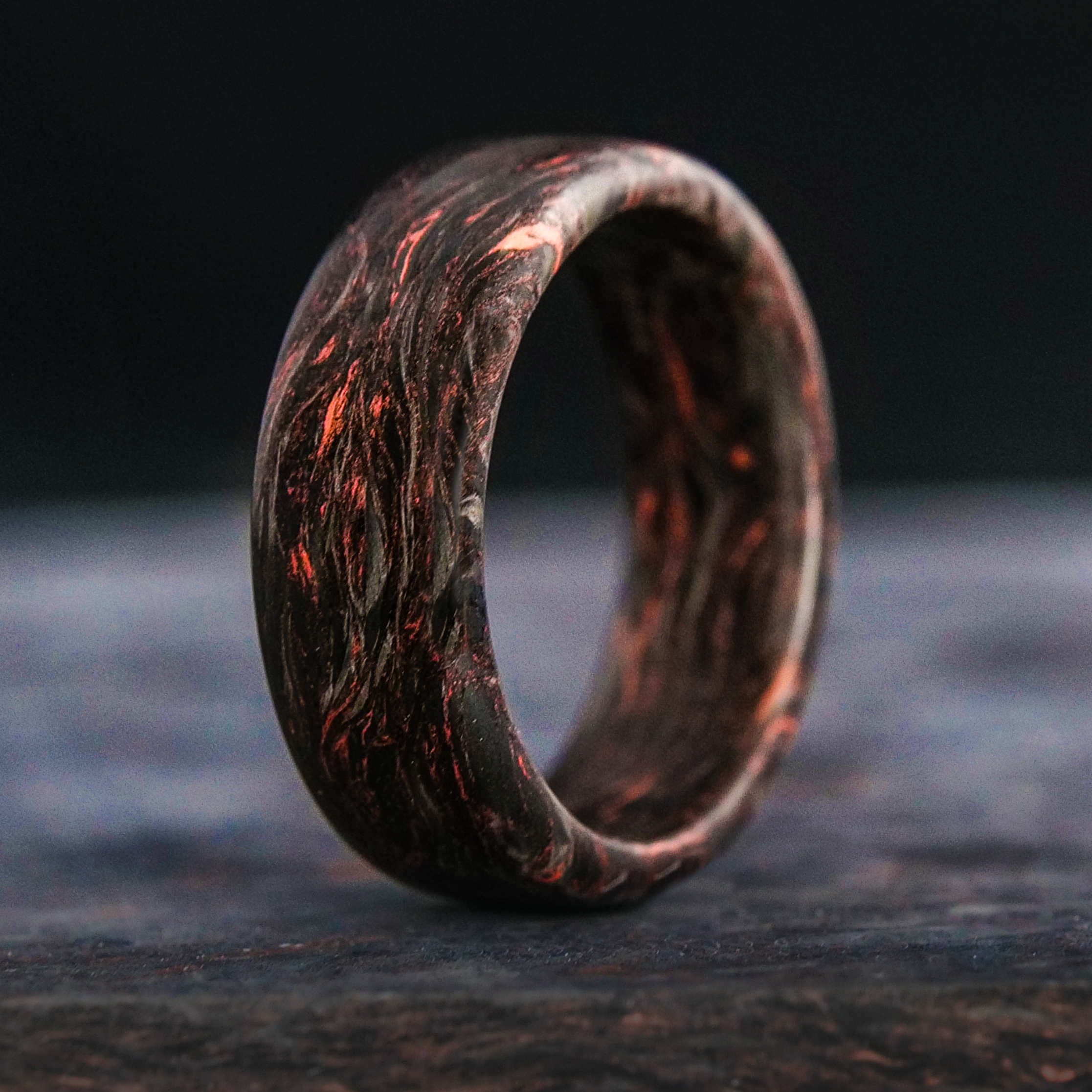 Image of Copper Burl Carbon Fiber Ring  . AR 