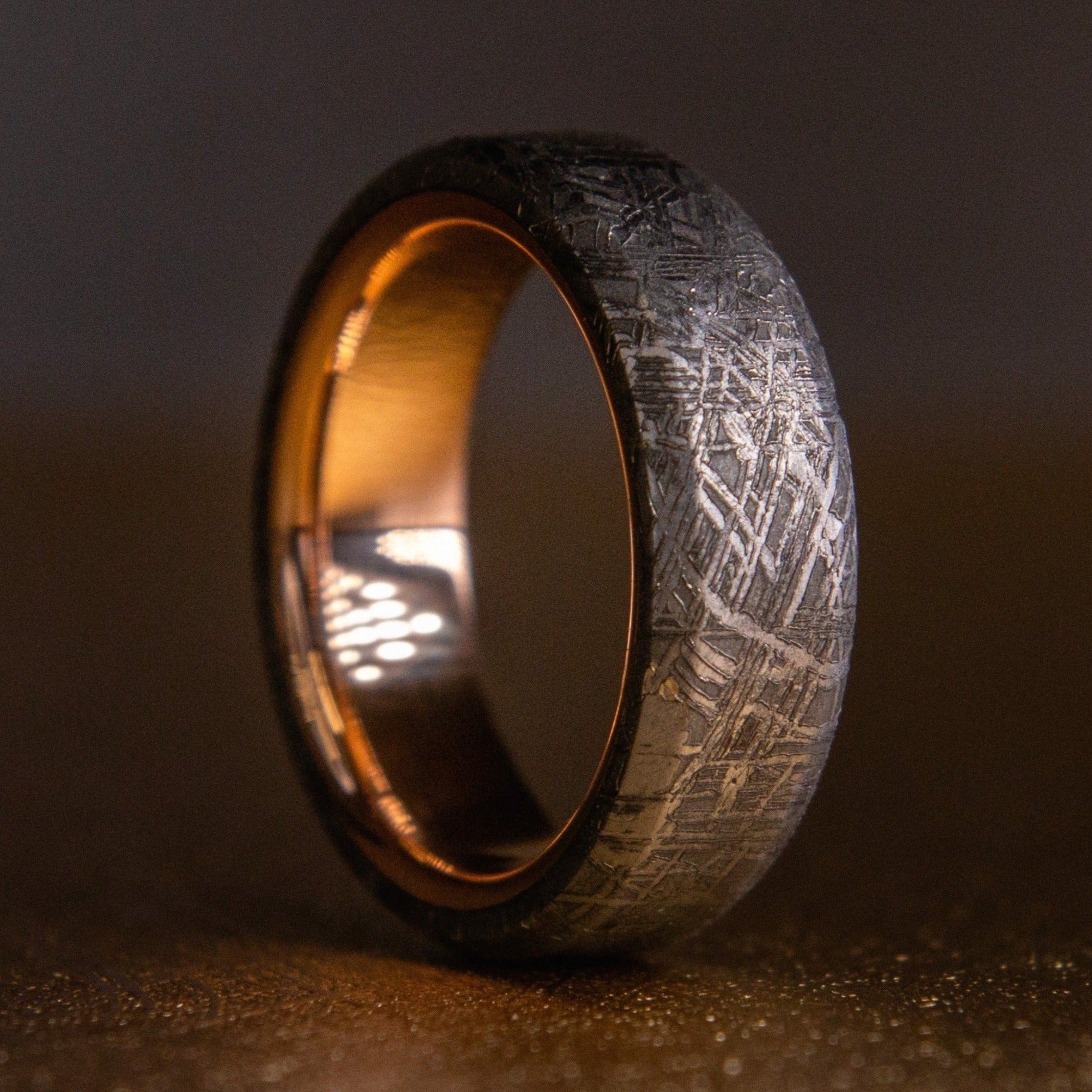 Image of Meteorite Ring with Real Gold Liner