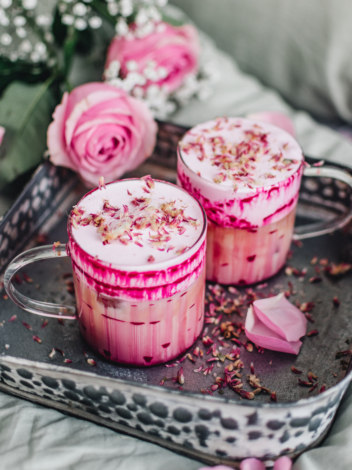 Pink beetroot lattes