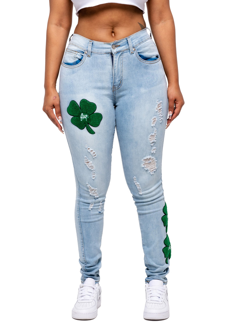 Clover Patch Denim Pants