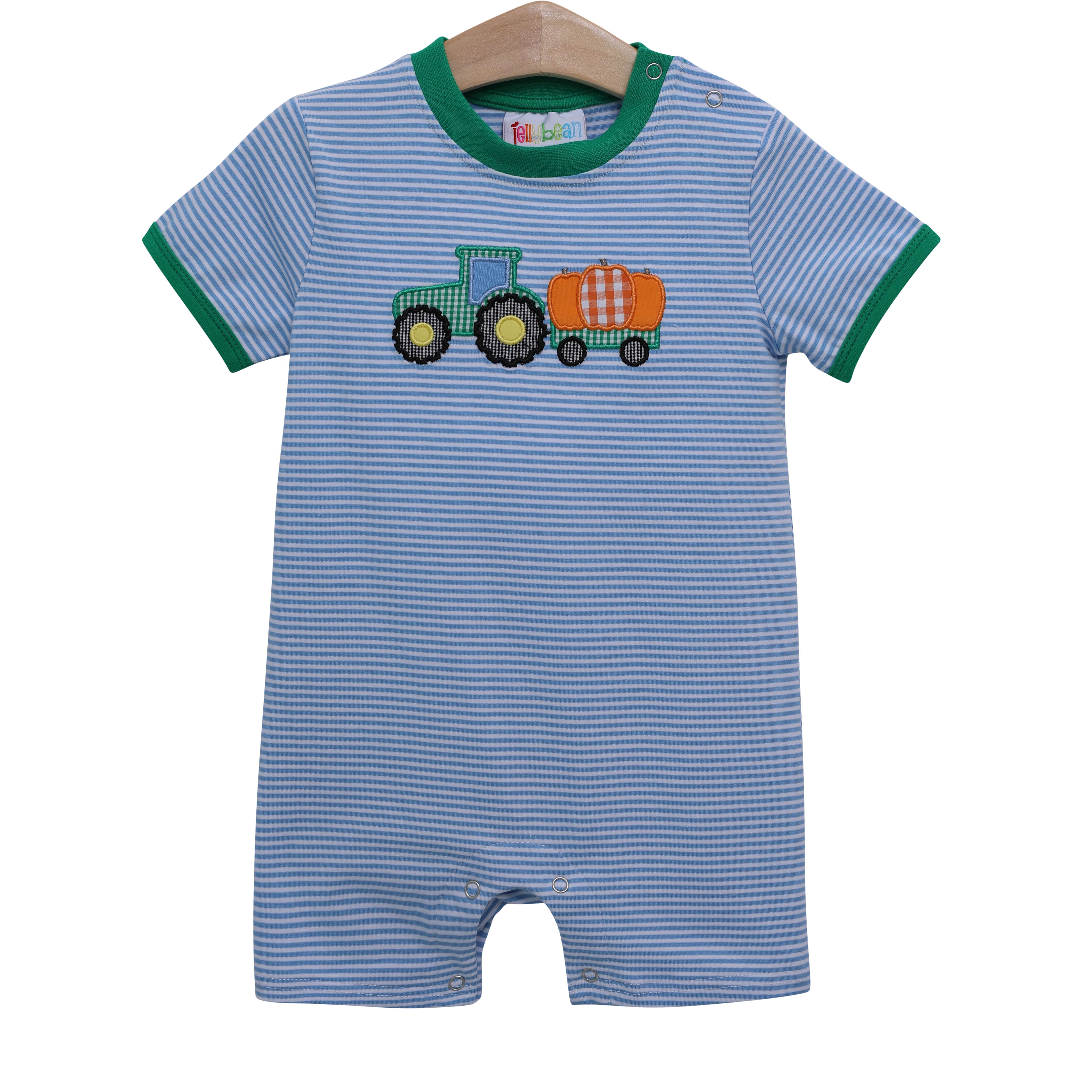 Farm Tractor Pumpkin Applique Romper - Smock Candy product image