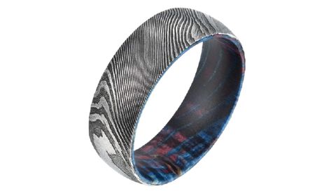 Box Elder Wood Twist Damascus Steel Men's Wedding Band 8mm