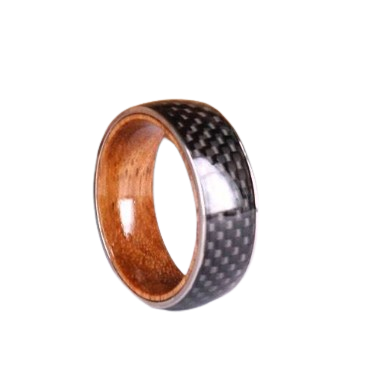 Koa Wood Carbon Fiber Wood Lined Ring 8MM