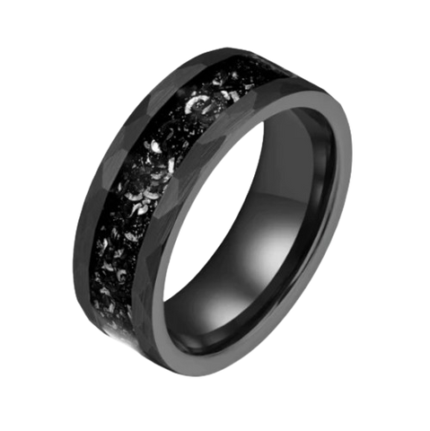 Crushed Meteorite Hammered Tungsten Men's Wedding Band Couples Ring 8MM