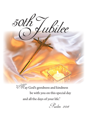 2682 Golden  Jubilee  Candle Cross Religious Cards  by 