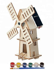 Wood Craft 3D Puzzle Solar-Powered Windmill, Original Hobby