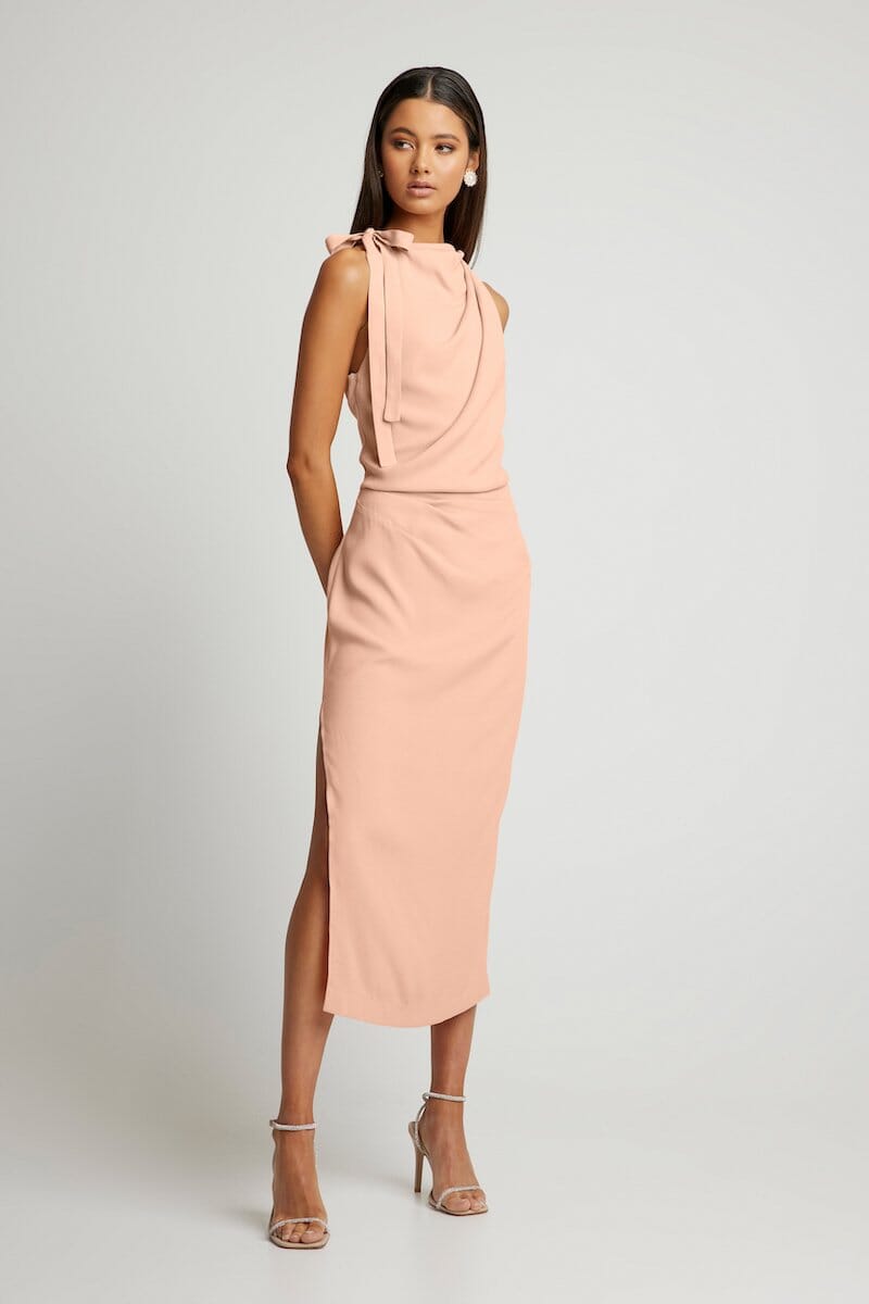 pink polo neck dress