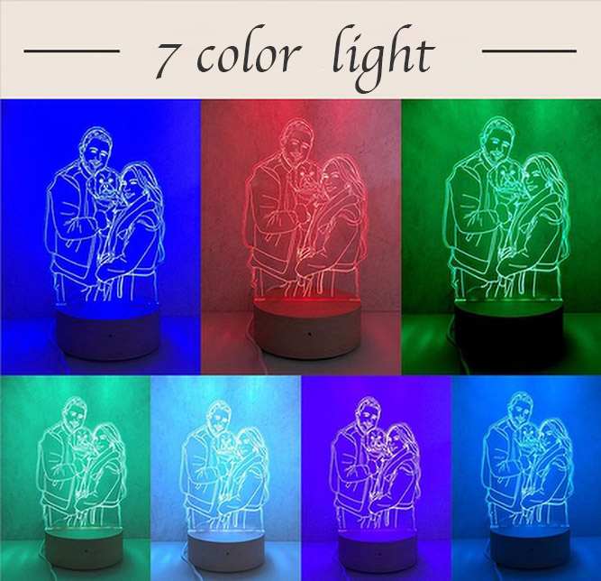 7 colors personalized photo lamp for family