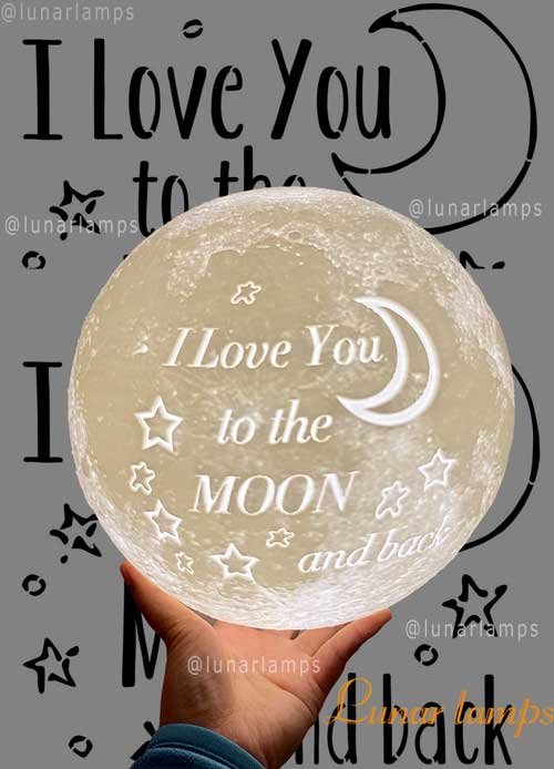 Emoticons and other expressive symbols on the moon lamp