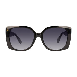 Image shows Dimes Dozen sunglasses which have a black frame and coffee tort legs.