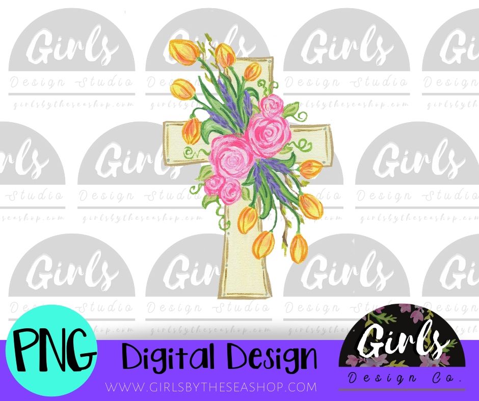 Download Easter Floral Cross Digital File