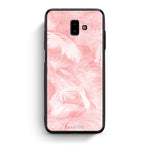 33 - samsung Galaxy J6+ Pink Feather Boho case, cover, bumper