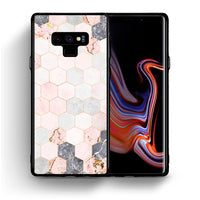 Thumbnail for Θήκη Samsung Note 9 Hexagon Pink Marble από τη Smartfits με σχέδιο στο πίσω μέρος και μαύρο περίβλημα | Samsung Note 9 Hexagon Pink Marble case with colorful back and black bezels