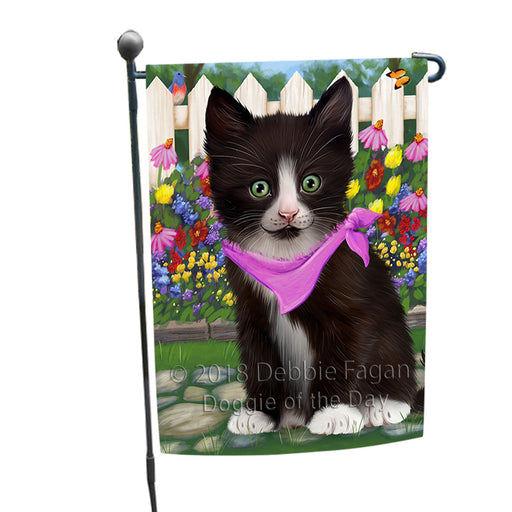 Spring Floral Tuxedo Cat Garden Flag GFLG52226