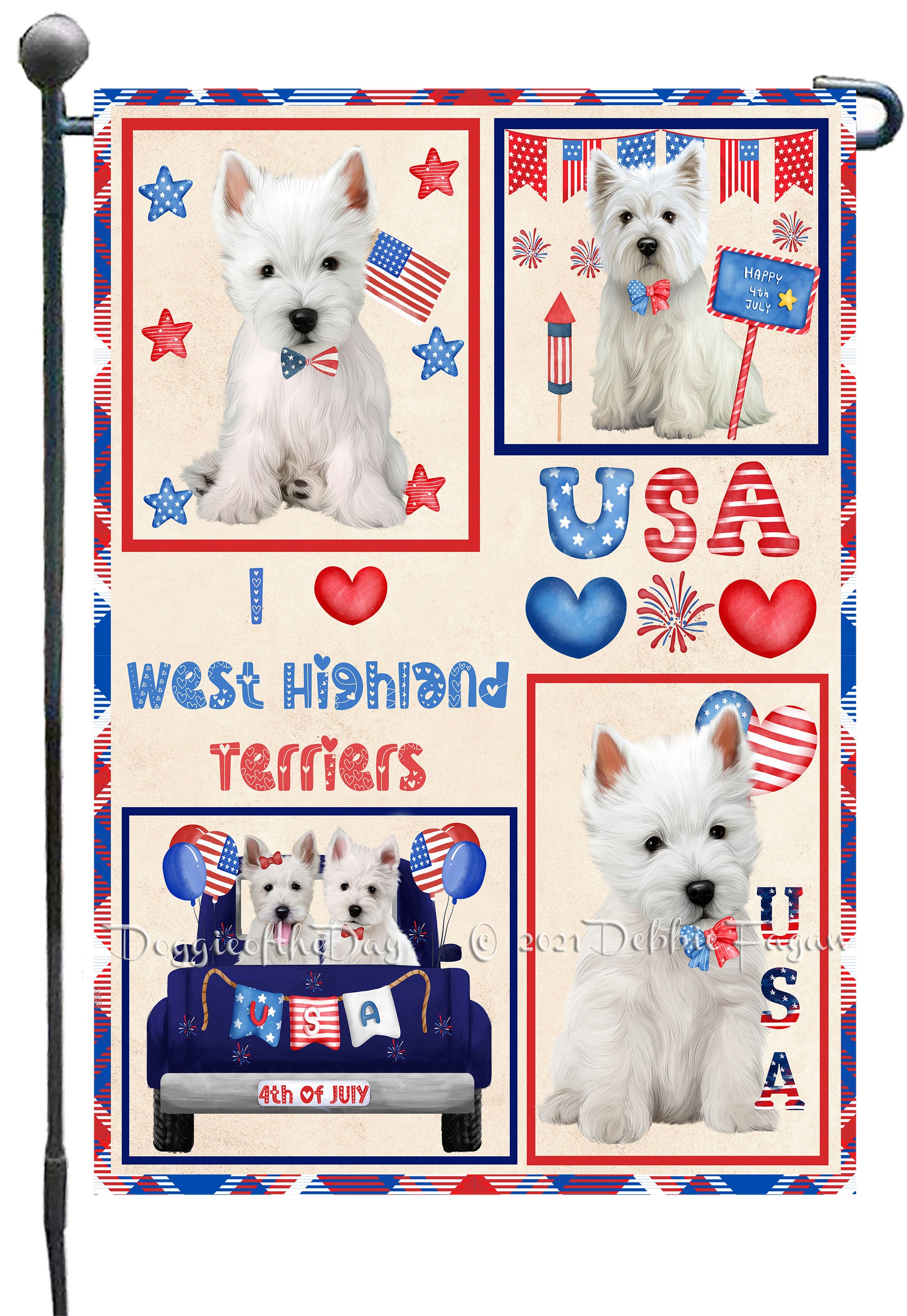 4th Of July Independence Day I Love Usa West Highland Terrier Dogs Gar
