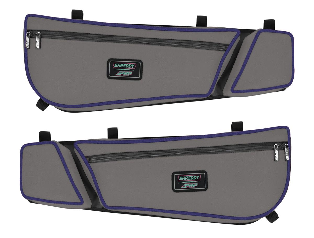 PRP Shreddy Front Door Bag With Knee Pad For Can-Am Maverick X3 (Pair) Grey And Purple