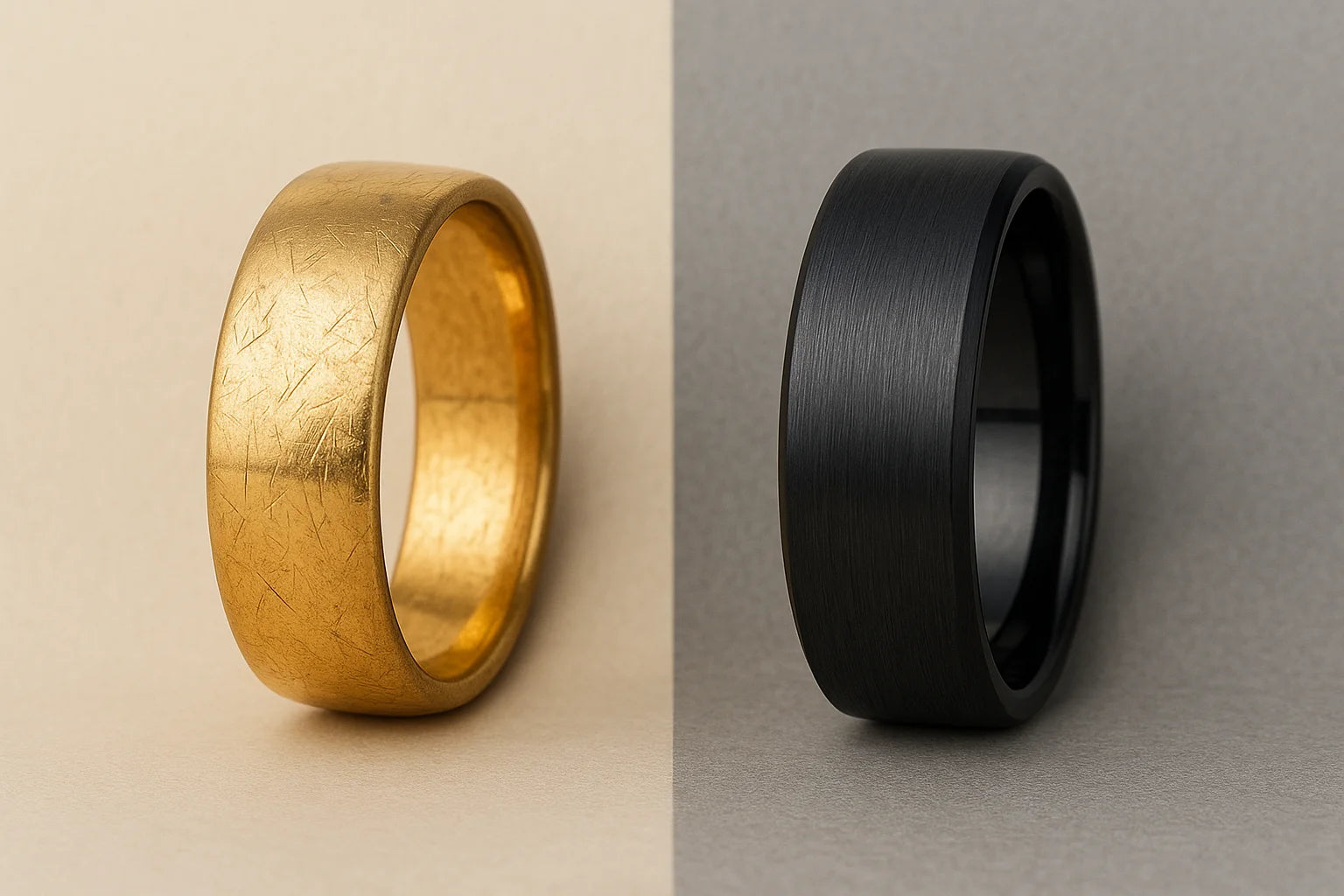 Tungsten vs Gold ring comparison