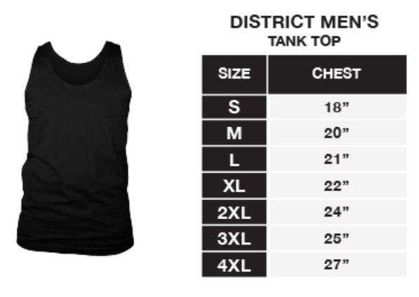 Mens Tank Size Guide Obsessed Merch