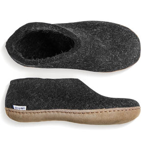 Felted Wool Shoe with Leather Soles - Charcoal | Clevedon Woolshed