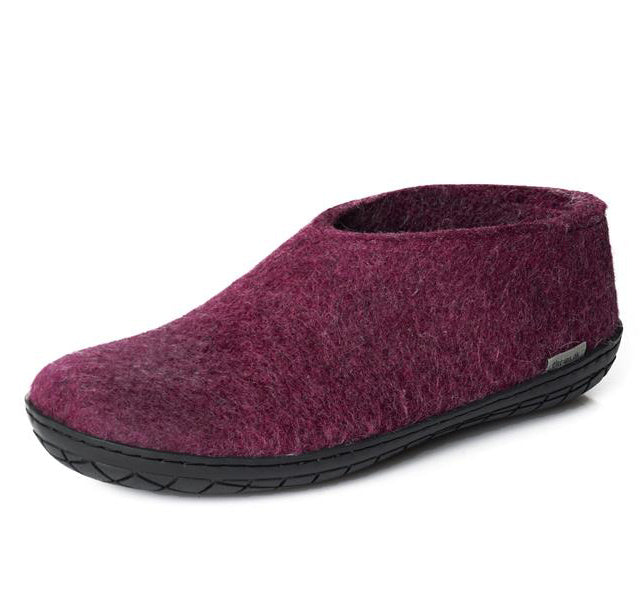 Glerups NZ Felted Wool Shoe with Black Rubber - Cranberry | Clevedon Woolshed